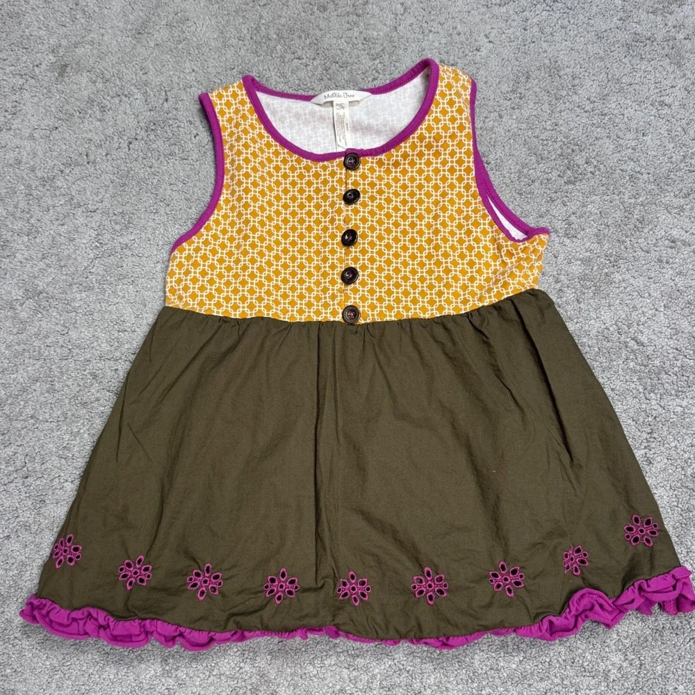 Matilda Jane Youth Girls 10 Dress Mustard and Olive